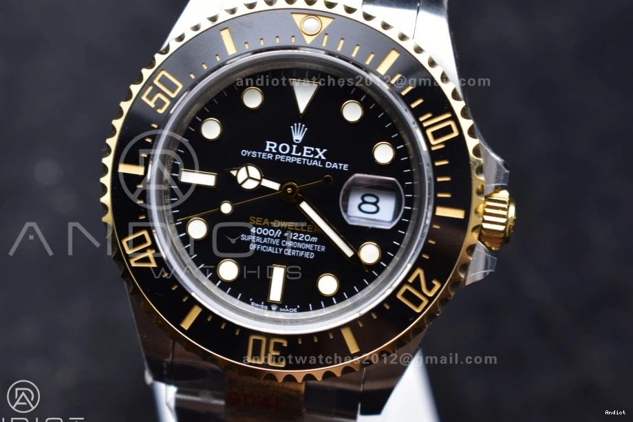 on Unisex Dial Black A2824 V Best GMF Edition Two Tone SS Sea-Dweller Bracelet 1061 YG 126603 YG SS 0729